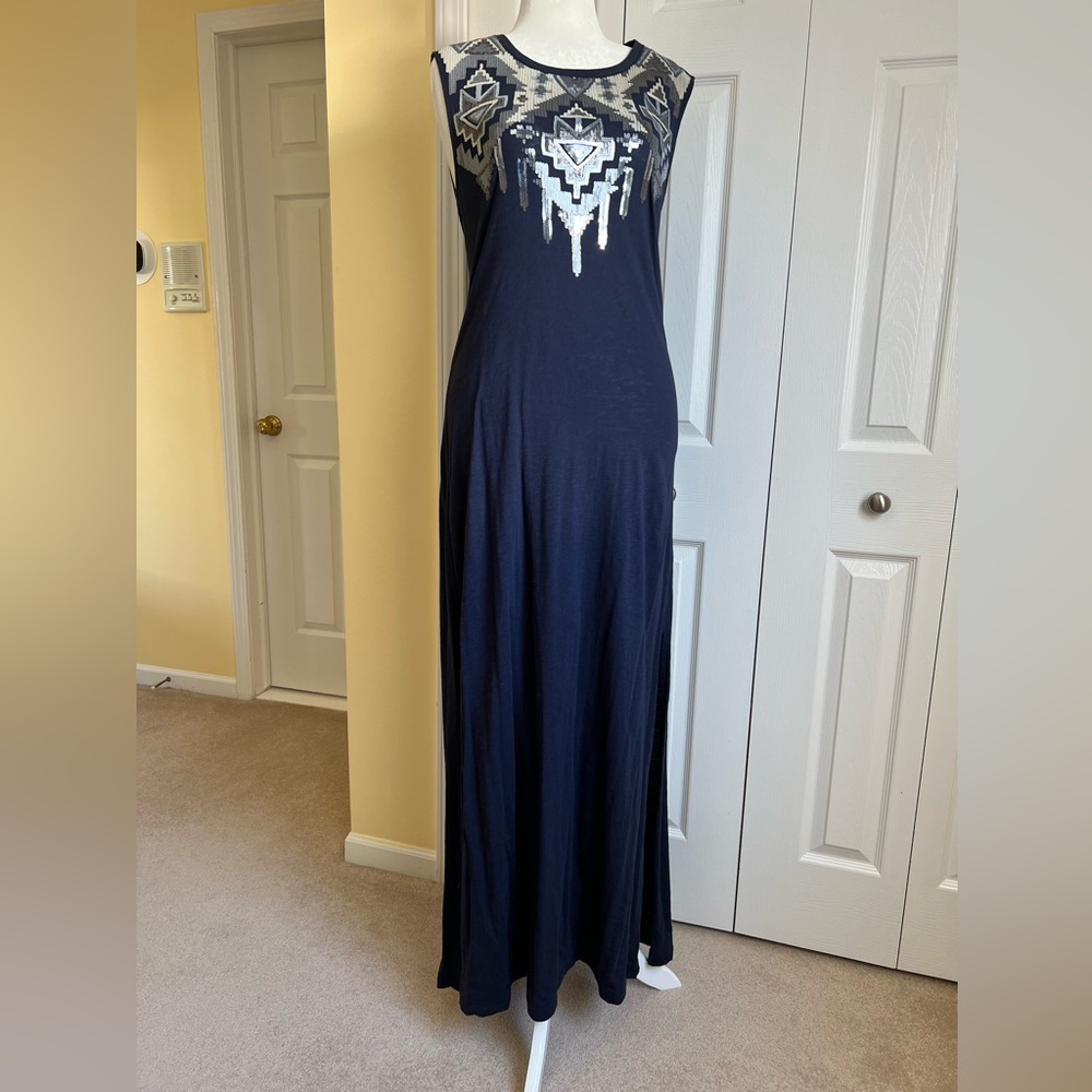 Express Navy Sequin Tank Maxi Dress (L)